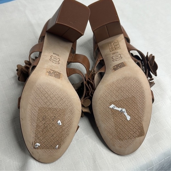 NWOB Tory Burch Women's Brown 65 mm Nappa Leather Blossom Heel Block Sandal 9.5 - Picture 14 of 16